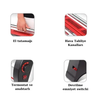 Minisan DP-1200Q Elektrikli Quartz Isıtıcının özellikleri - 1200 W, enerji verimliliği, 2 yıl garanti