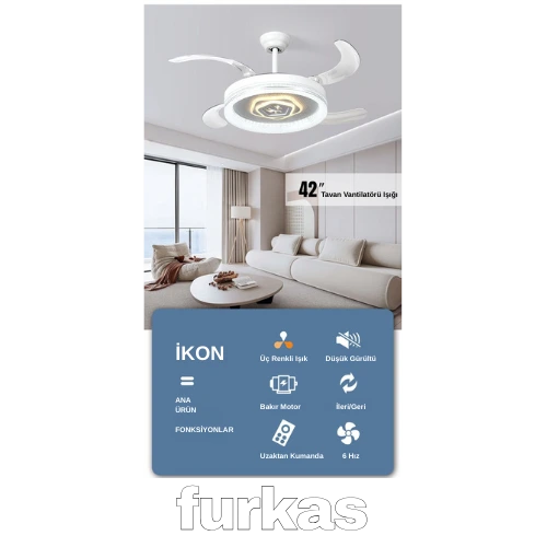 Gizli kanat kumandalı ürünün şık tasarımı ve detayları.