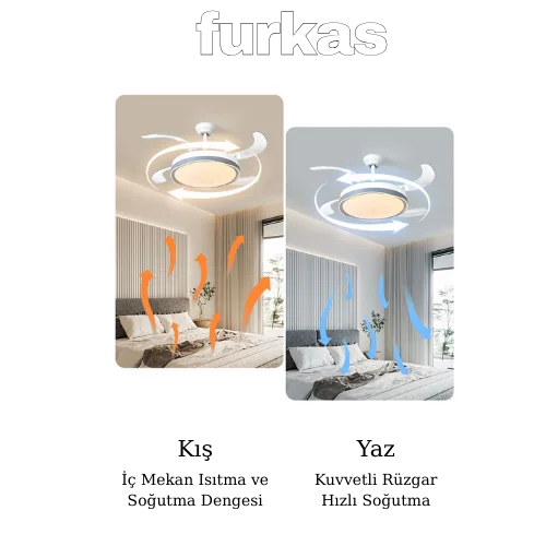 Tavan vantilatöründe yaz ve kış modu ile hava yönü ayarlama özelliği