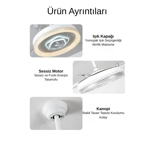 Gizli kanat kumandalı ürünün dış görünüşü, gövdesi, kapağı ve kurulumu.