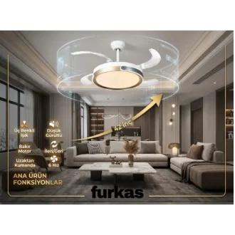Gizli Kanatlı Tavan Vantilatörü & 3 Işık Modu, Kumandalı, Şık Tasarım